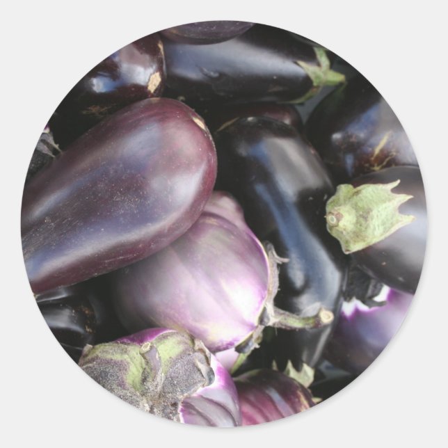 Farmers Market Selection of Purple Eggplants Classic Round Sticker (Front)