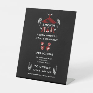 Farmers Market Smokehouse Meat Pedestal Sign