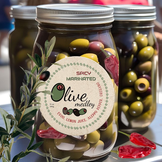 Farmers Market Spicy Olive Mix Medley Cute Label  (Creator Uploaded)