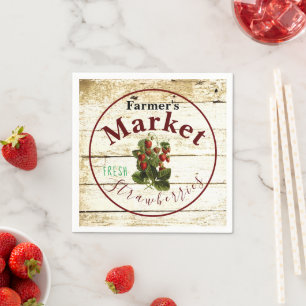 Farmer's market strawberries sign napkin
