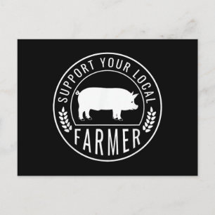 Farmers Market Support Your Local Pig Farmer Ranch Holiday Postcard