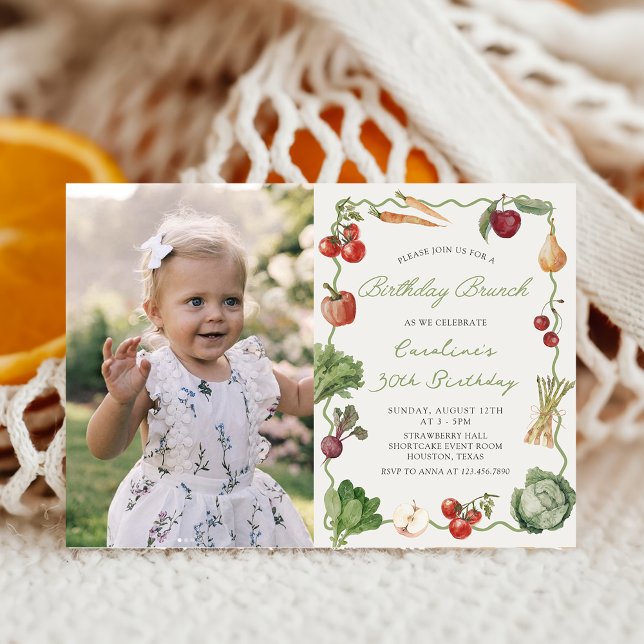 Farmer's Market Vegetable Birthday Brunch Photo Invitation (Creator Uploaded)