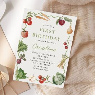 Farmers Market Vegetable Birthday Invitation