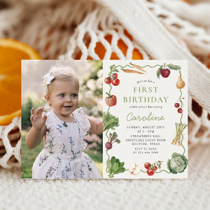Farmers Market Vegetable Birthday Photo Invitation
