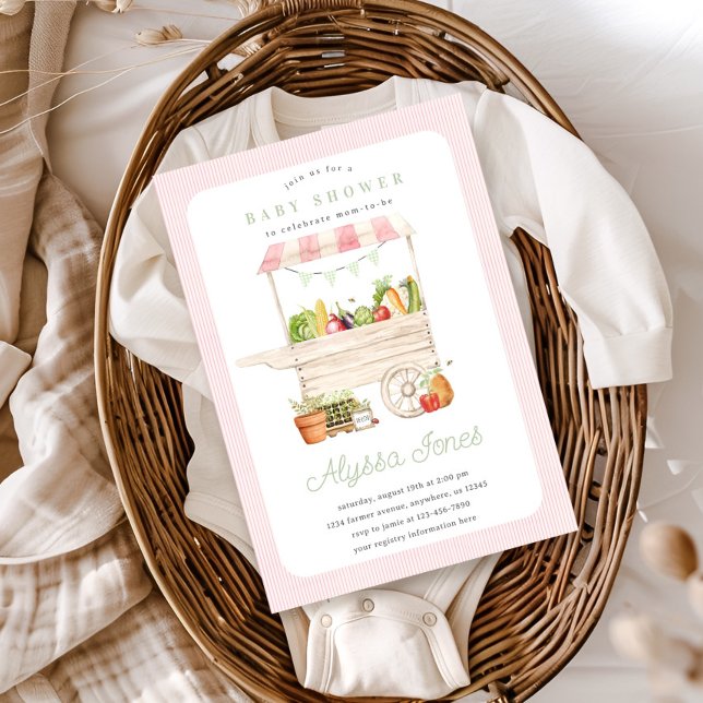 Farmers Market Vegetable Fruit Stand Baby Shower Invitation (Creator Uploaded)
