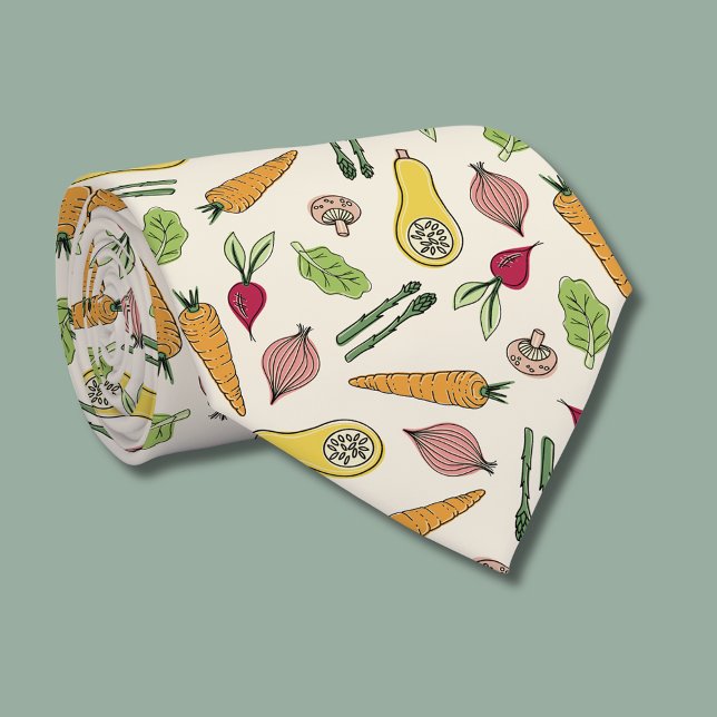 Farmers Market Vegetable pattern Tie (Vegetable tie with locally grown / farmers market aesthetic)