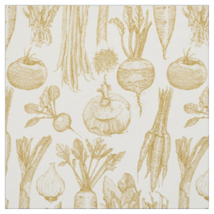 farmer's market vegetables gold half pearl fabric