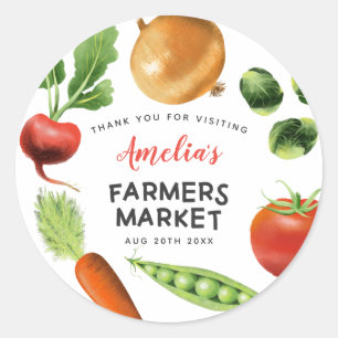 Farmers Market Vegetables Kids Birthday Party Classic Round Sticker