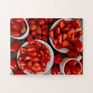 Farmers Market Vibes Strawberries & Roma Tomato Jigsaw Puzzle
