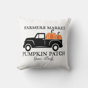 Farmer's Market Vintage Truck With Pumpkins Cushion