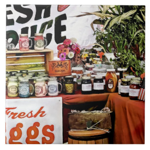 Farmers Market With Fresh Produce Ceramic Tile
