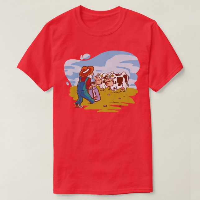 Farmers with Cows on the Willow Farm Gifts  T-Shirt (Design Front)