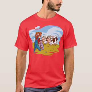 Farmers with Cows on the Willow Farm Gifts  T-Shirt