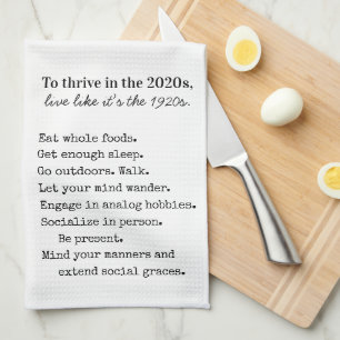 Farmhouse 1920s live simply tea towel
