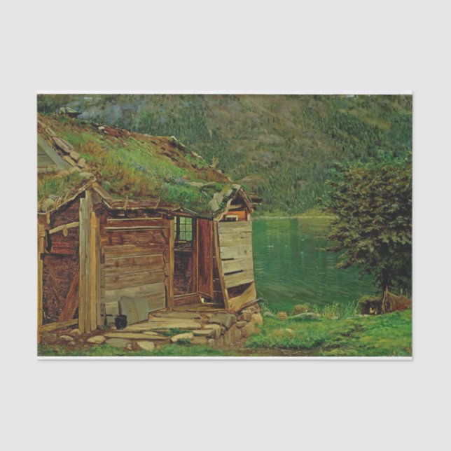 Farmhouse at Balestrand by Amaldus Nielsen Tissue Paper (Front)