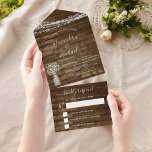 Farmhouse Baby's Breath Rustic Wedding RSVP All In One Invitation<br><div class="desc">Rustic Farmhouse String Lights and Baby's Breath Wedding RSVP Invitations on Wood background - includes beautiful and elegant script typography with modern Fall,  Autumn,  Winter,  Summer,  Spring Country Farm House Sparkle for the special Wedding day celebration.</div>
