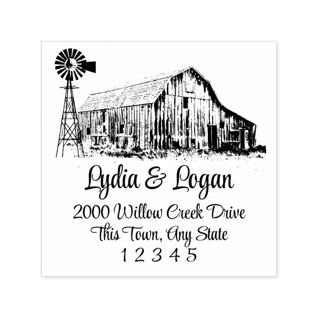 Farmhouse Barn Address Self-inking Stamp (Design)