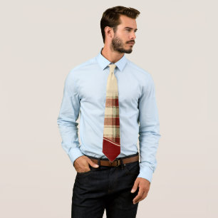 Farmhouse Barn Red Plaid Personalised Christmas St Tie