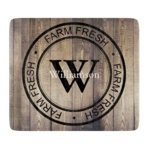 Farmhouse Barn Wood Farm Fresh Family Name Cutting Board