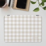 Farmhouse Beige Buffalo Check Monogrammed iPad Mini Cover<br><div class="desc">Custom-designed iPad smart cover featuring beige buffalo plaid/gingham/check pattern with personalised name/monogram.</div>