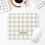 Farmhouse Beige Buffalo Check Personalized Name Mouse Pad<br><div class="desc">Custom-designed mouse pad featuring beige buffalo plaid/gingham/check pattern with personalized name/monogram.</div>