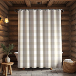 Farmhouse Beige Buffalo Check Plaid Rustic Shower Curtain