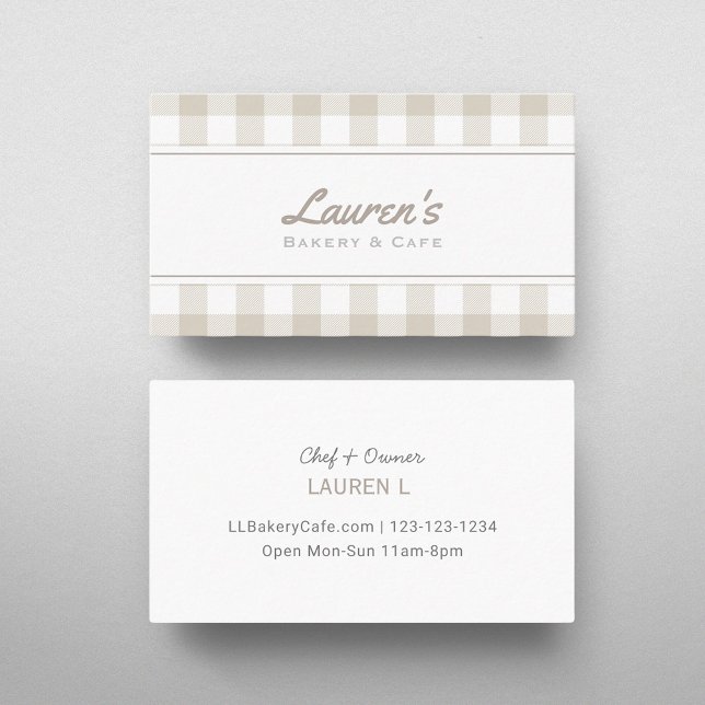 Farmhouse Beige Buffalo Plaid Business Card (Creator Uploaded)