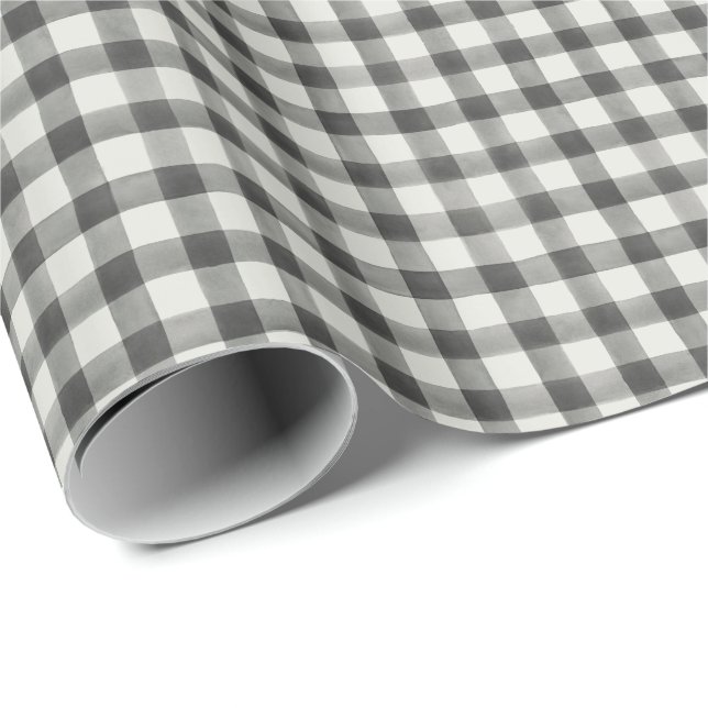 Farmhouse Black and White Buffalo Check Wrapping Paper (Roll Corner)