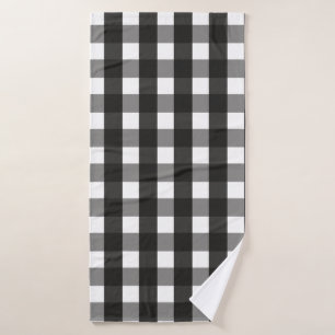 FARMHOUSE BLACK AND WHITE GINGHAM CHECK BATH TOWEL