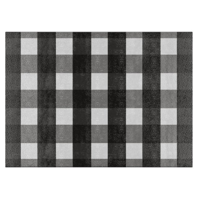 FARMHOUSE BLACK AND WHITE GINGHAM CHECK CUTTING BOARD (Front)