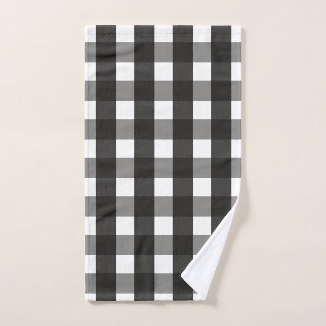 FARMHOUSE BLACK AND WHITE GINGHAM CHECK HAND TOWEL (Hand Towel)