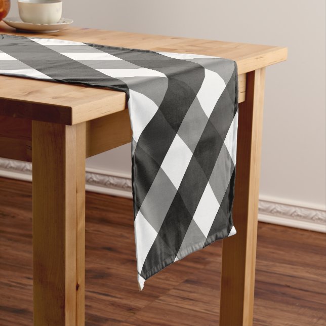 FARMHOUSE BLACK AND WHITE GINGHAM CHECK SHORT TABLE RUNNER (In Situ)
