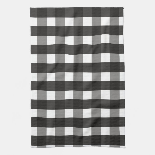 FARMHOUSE BLACK AND WHITE GINGHAM CHECK TEA TOWEL (Vertical)