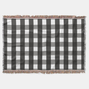 FARMHOUSE BLACK AND WHITE GINGHAM CHECK THROW BLANKET