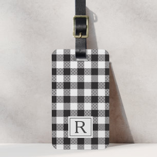 Farmhouse Black Buffalo Check Monogrammed Luggage Tag