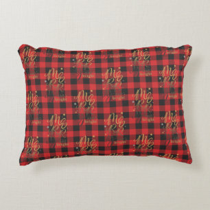 Farmhouse Black Red Plaid Christmas Decorative Cushion
