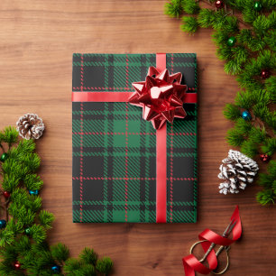 Farmhouse black red rustic tartan plaid pattern w wrapping paper