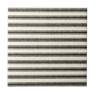 Farmhouse Black Ticking Stripes Ceramic Tile