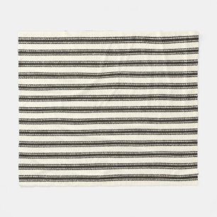 Farmhouse Black Ticking Stripes  Fleece Blanket