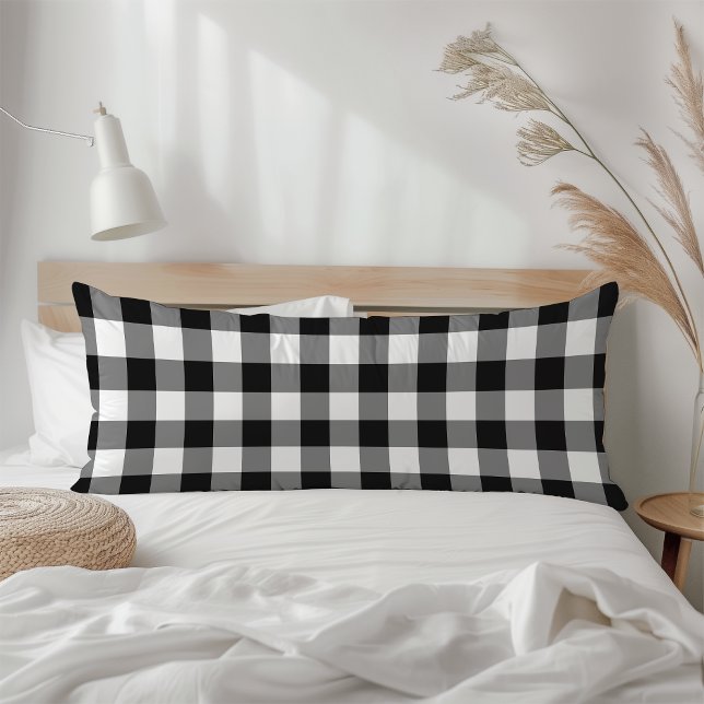 Farmhouse Black White Rustic Gingham Check Plaid Body Cushion (Creator Uploaded)
