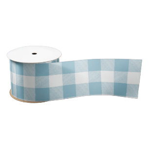 Farmhouse Blue Buffalo Check Satin Ribbon