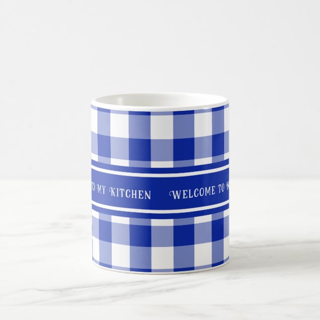 Farmhouse Blue White Plaid Mug (Center)