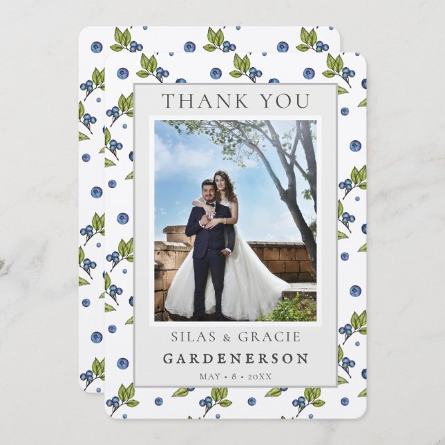 Farmhouse Blueberries Wedding Thank You Invitation (Front/Back)