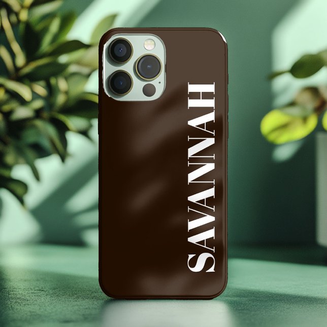 Farmhouse Brown personalised name simple  iPhone Case (Creator Uploaded)