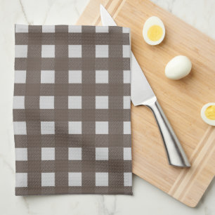 Farmhouse Brown Plaid Cow   Monogram Tea Towel