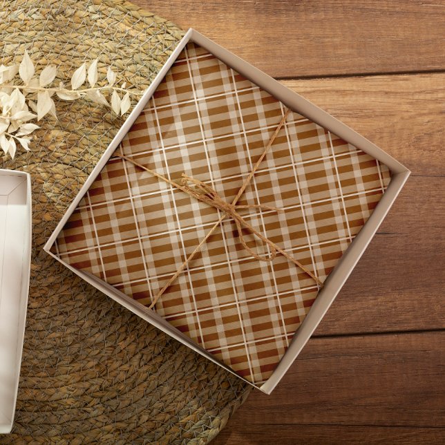 Farmhouse Brown Tan Tartan Plaid  Tissue Paper (Creator Uploaded)