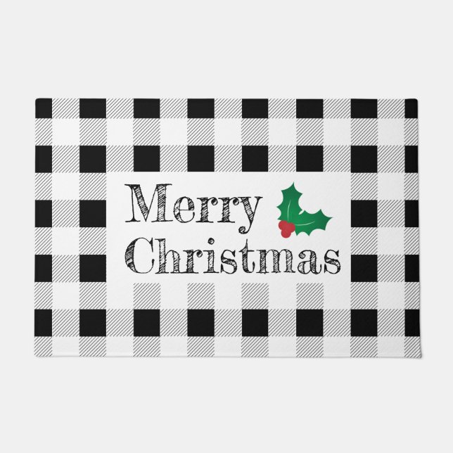 Farmhouse Buffalo Check | Merry Christmas Doormat (Front)