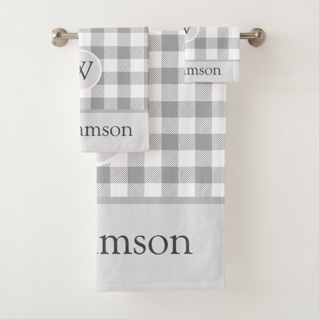 Farmhouse Buffalo Check | Monogram Bath Towel Set (Insitu)