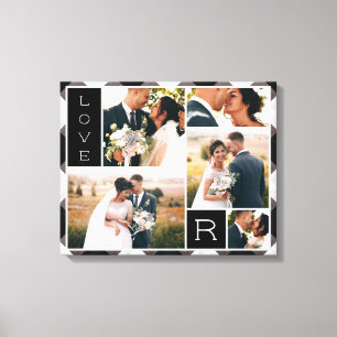 Farmhouse Buffalo Check Wedding Photo Collage Canvas Print