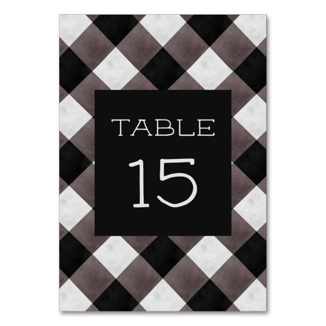 Farmhouse Buffalo Plaid Check Rustic Wedding Table Number (Front)